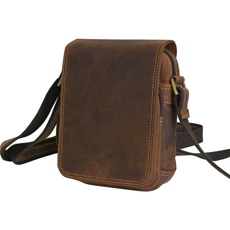 Mercucio Malá hnedá pánska kožená taška cez rameno bez loga 66455182