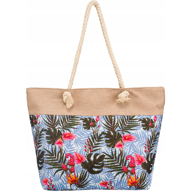 BASIC Svetlomodrá vzorovaná plážová taška 2019 52671848