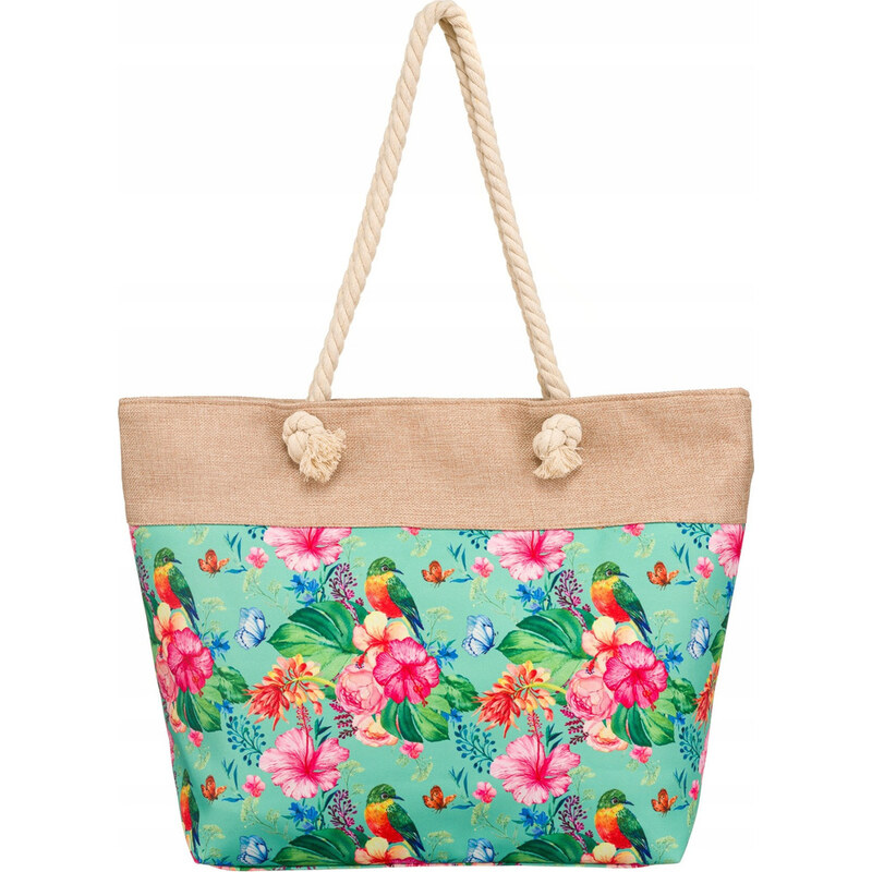 BASIC Mintovo-ružová vzorovaná plážová taška 2019 52671852