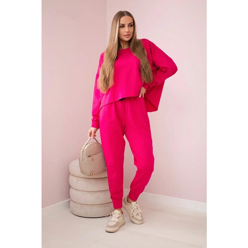 MladaModa Tepláková súprava s oversize mikinou model 9456 fuksiová 46491089