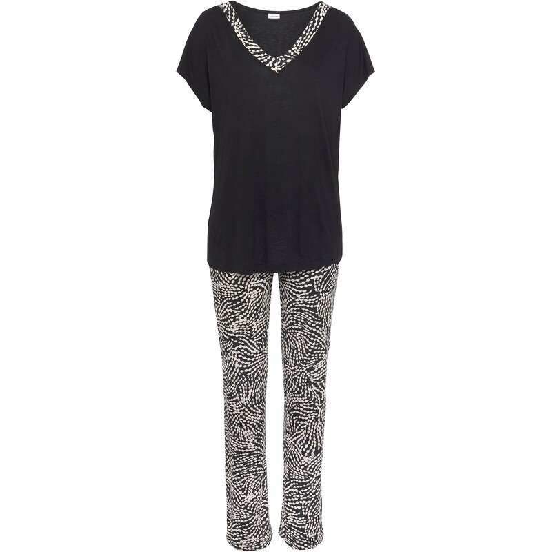 LASCANA Pyžamo čierna / biela 60768783