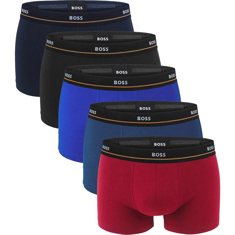 BOSS - boxerky 5PACK essential cotton stretch blue & burgundy tones 60301616