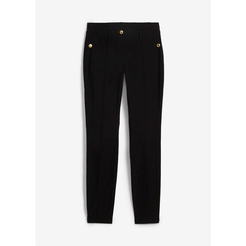 bonprix Strečové nohavice s ozdobnými gombičkami, farba čierna 46552074