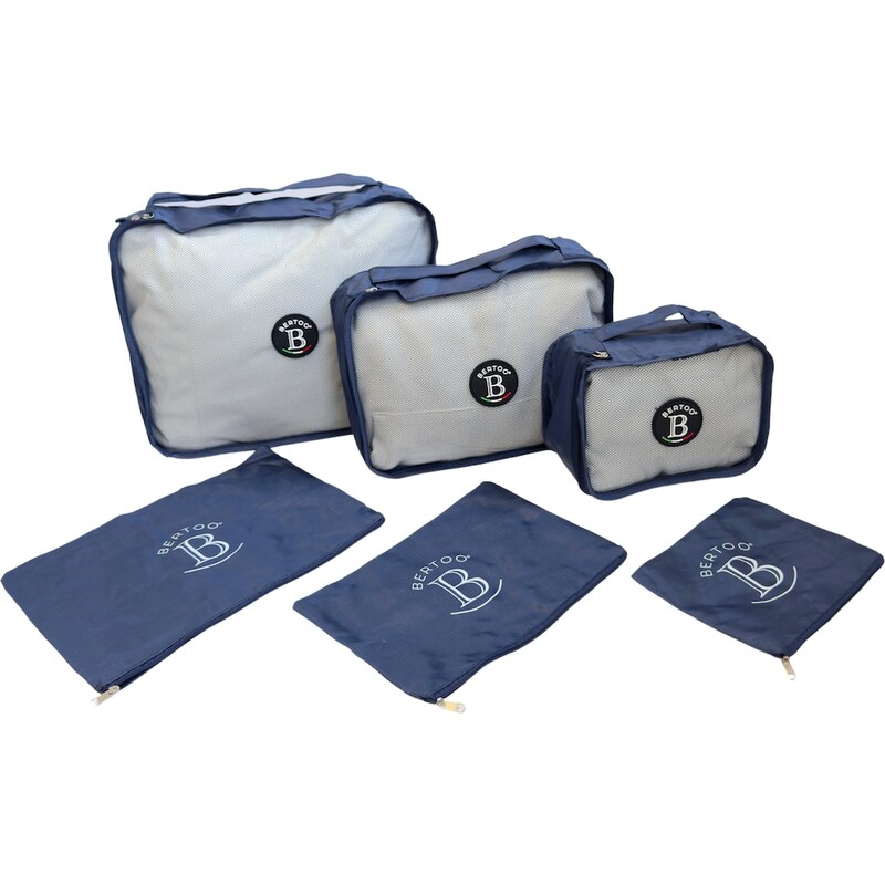 Cestovné organizéry do kufra BERTOO súprava 6 ks - tmavo modré 62968302