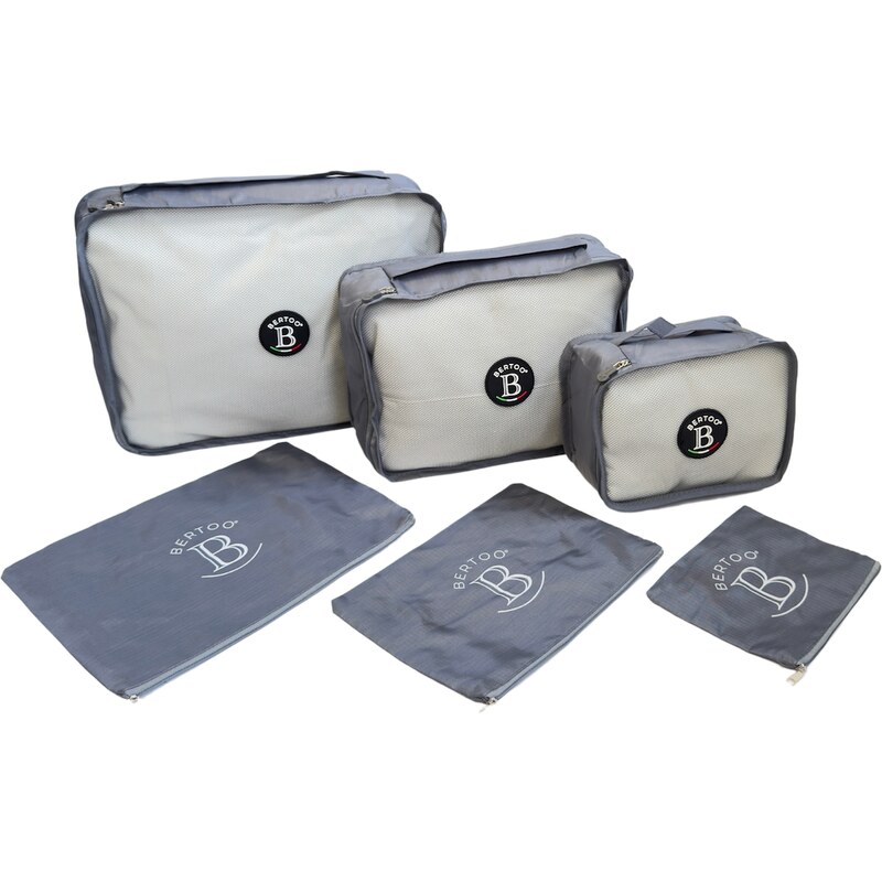 Cestovné organizéry do kufra BERTOO súprava 6 ks - šedé 62968301