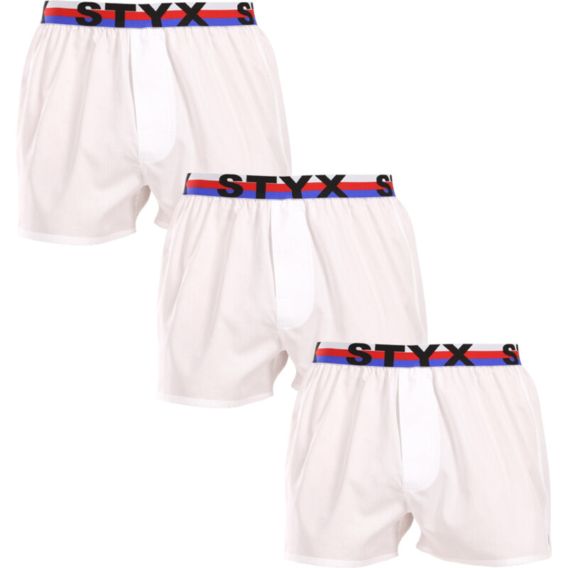 3PACK pánske trenky Styx športová guma biele trikolóra (3B2061) 60342520