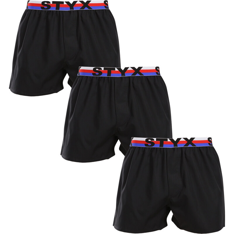 3PACK pánske trenky Styx športová guma čierne trikolóra (3B1960) 60342522