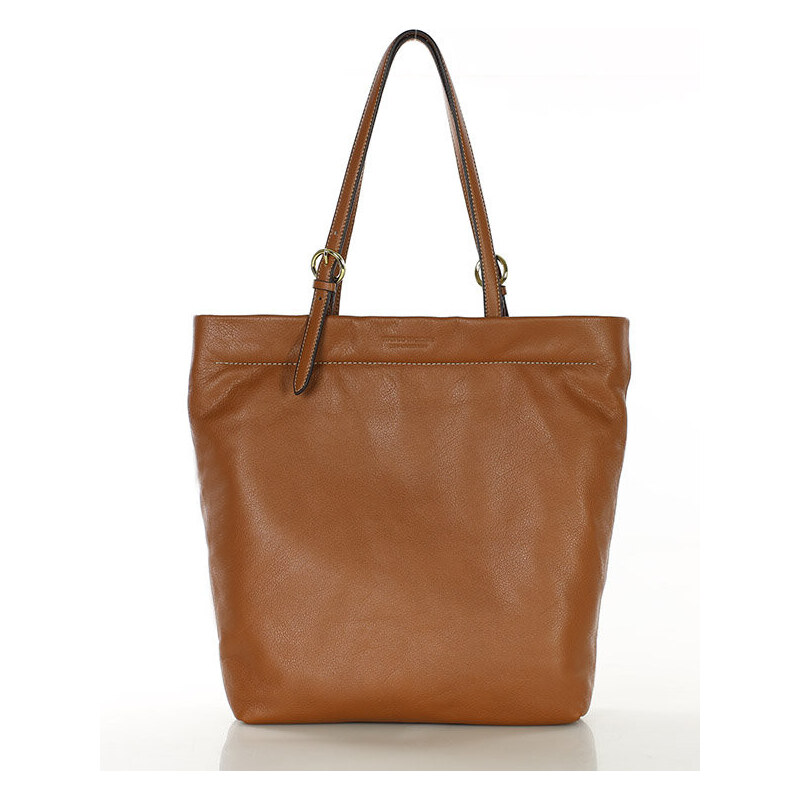 MARCO MAZZINI Prémiová shopper taška z mäkkej kože | hnedá camel 60327713