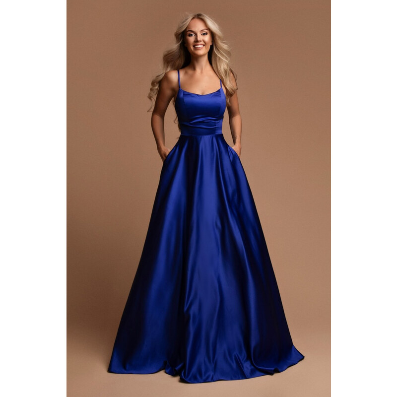 miadresses.sk Modré spoločenské šaty na ramienka 60343818