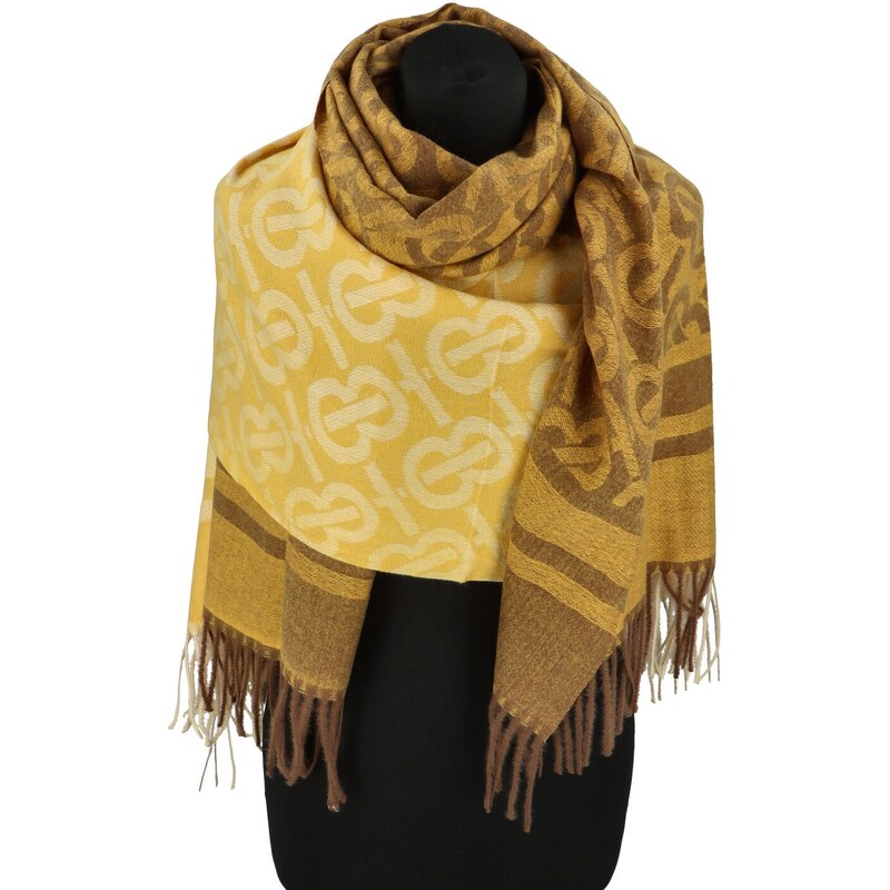CASHMERE Moderný dámsky šál so vzorom Donika, žltý 64832382