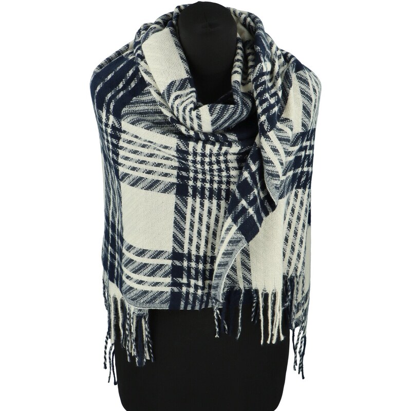 CASHMERE Módny dámsky šál Methi, bielo-modrý 64832380