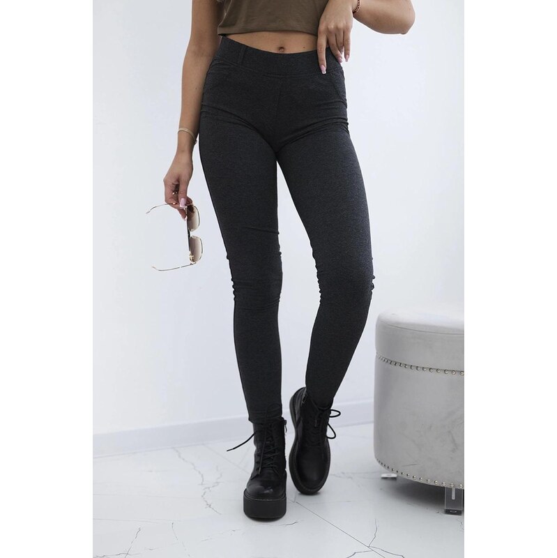 MladaModa Bavlnené nohavice s vreckami vzadu model 488 grafitové 63034465