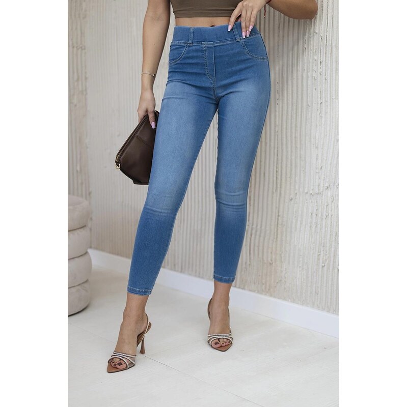 MladaModa Džínsové nohavice s mašľou model 3653 farba džínsová 63034454