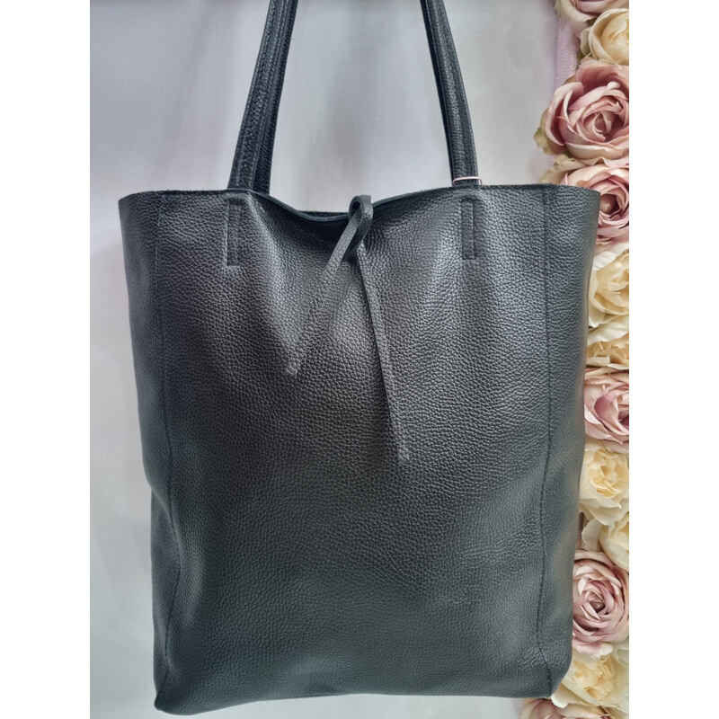 E-shop Katrins Fashion Kožená čierna kabelka Italy