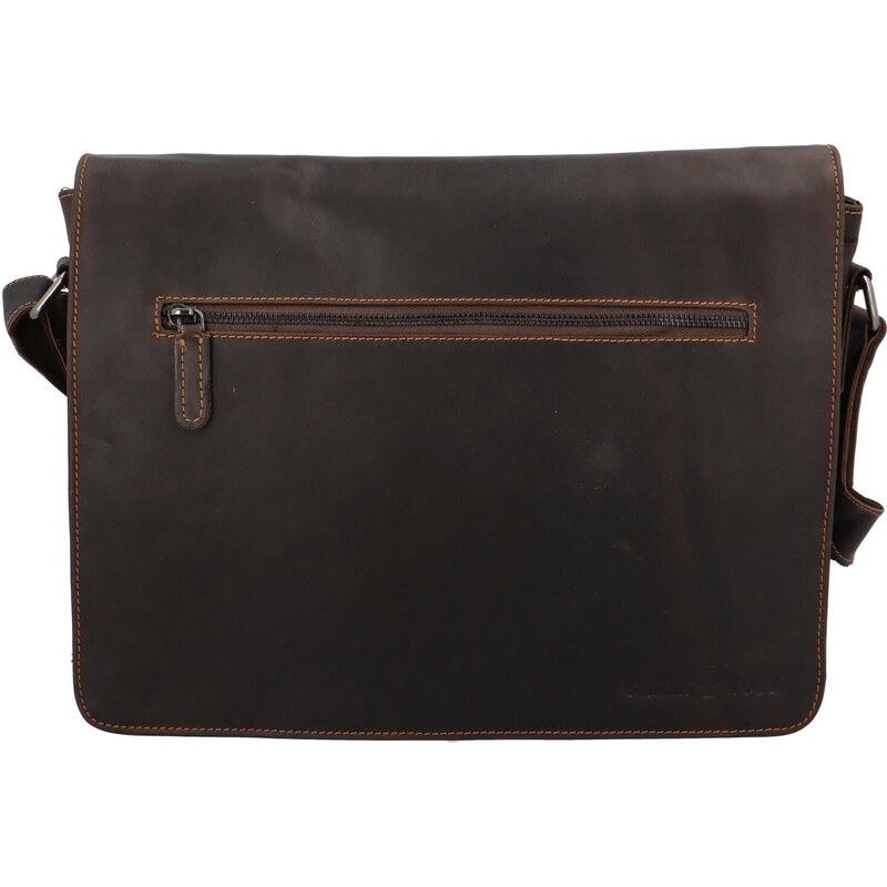 Štýlová pánska kožená pracovná taška Nolwen Green Wood tmavo hnedá 66817006