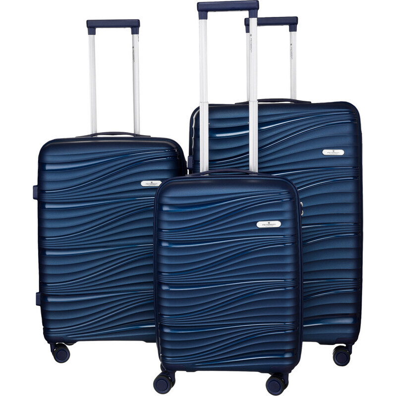 Tmavomodrá 3dielna sada kufrov Peterson PTN WA06-SET3 60350509