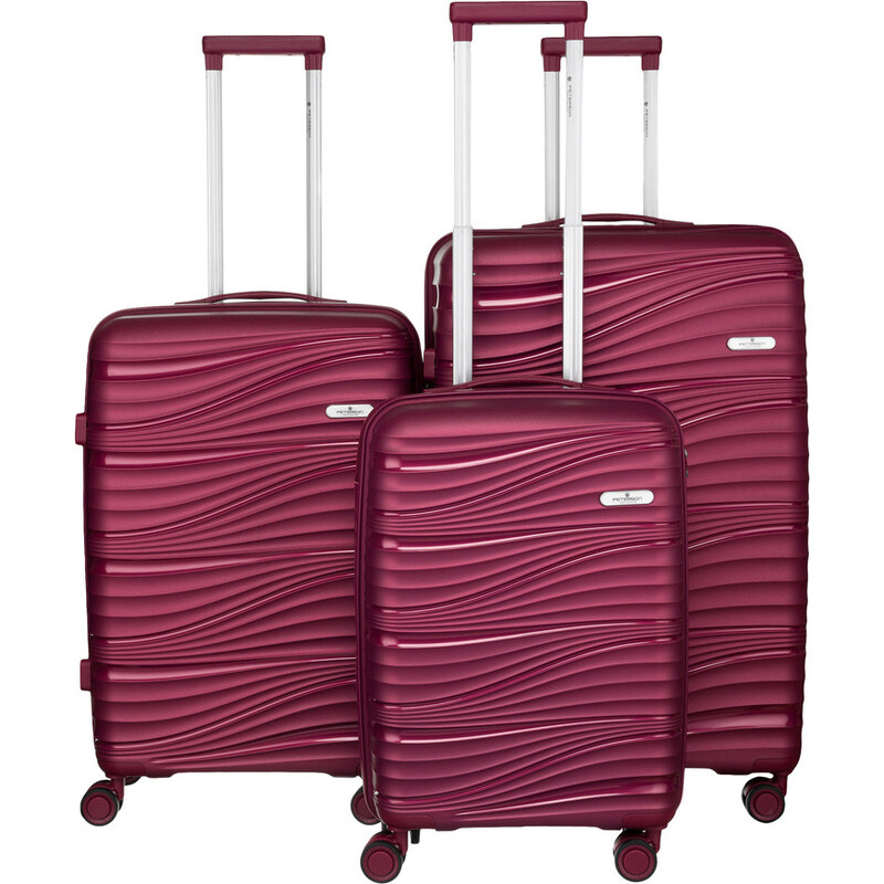 Burgundy 3dielna sada kufrov Peterson PTN WA06-SET3 60350510