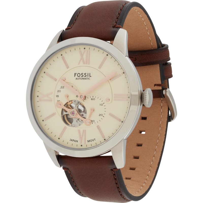 FOSSIL Analógové hodinky Townsman tmavohnedá / strieborná 60356756
