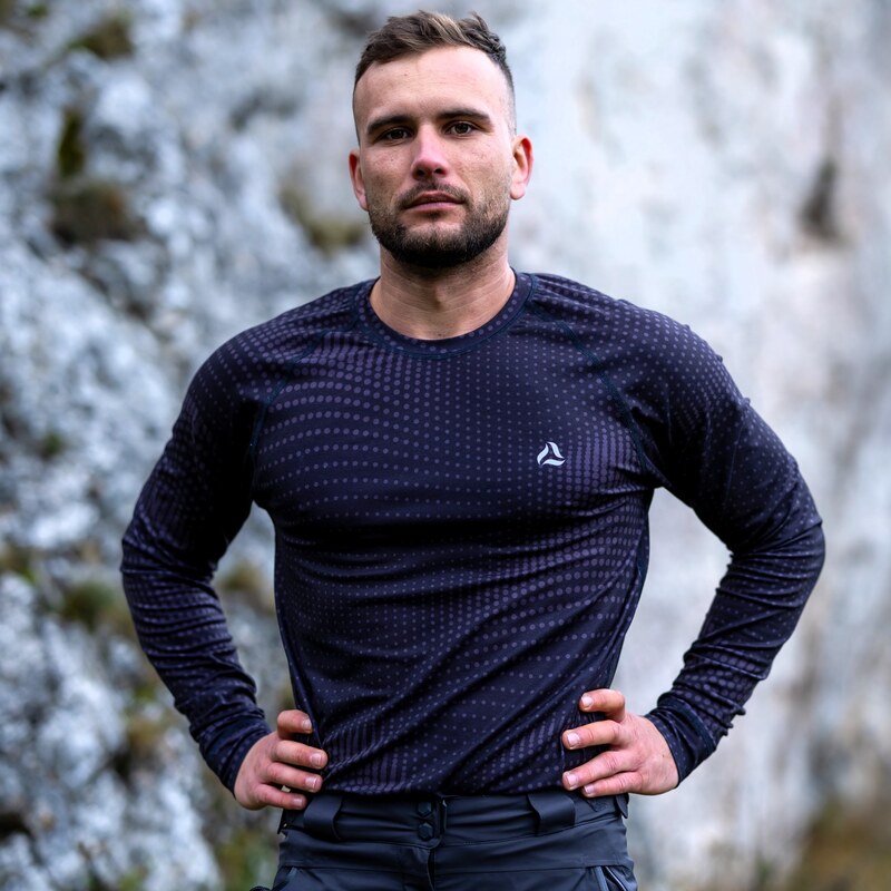 TERMOVEL Čierne pánske funkčné tričko s dlhým rukávom 65151023