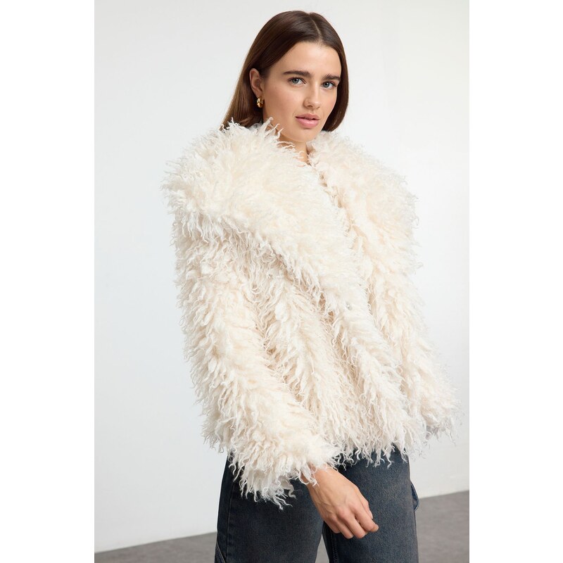 Trendyol Ecru Oversize Molded Für Coat