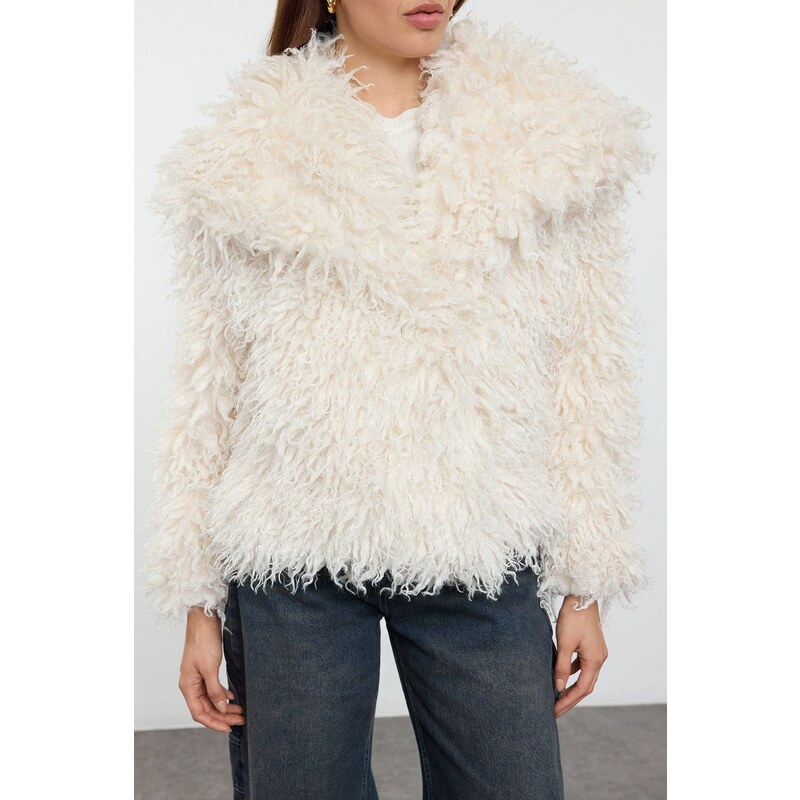 Trendyol Ecru Oversize Molded Für Coat