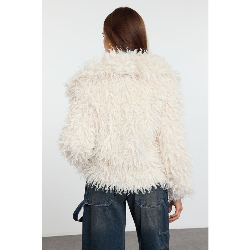 Trendyol Ecru Oversize Molded Für Coat