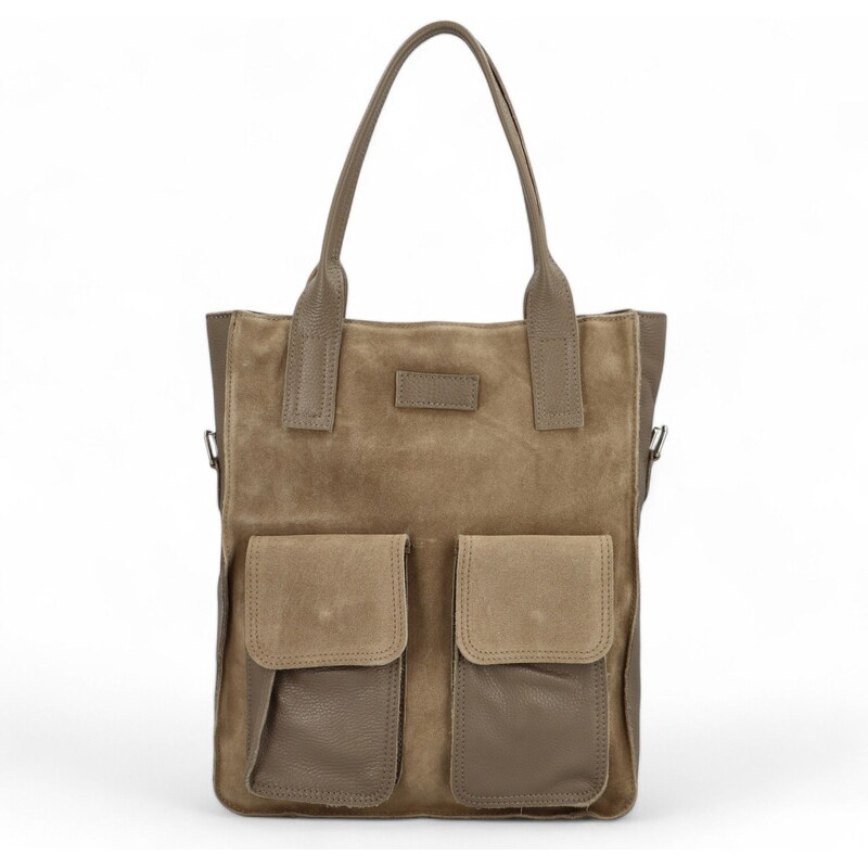 Delami Vera Pelle Dámska kožená kabelka na rameno taupe - Delami 60578041