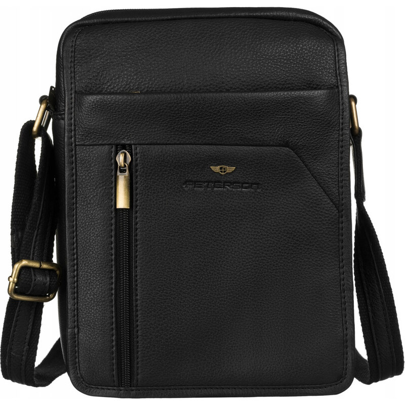Peterson Čierna kožená taška cez rameno [DH] PTN-502-NDM-2946 47045394