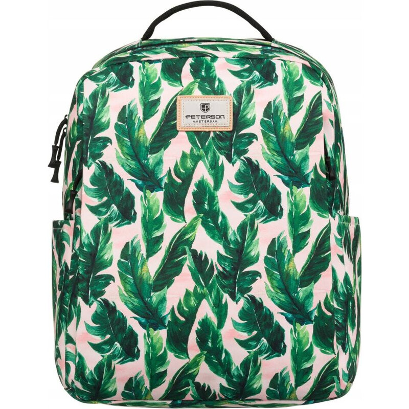 Peterson bielo-zelený priestranný batoh so vzorom listov PTN 77707 49672001