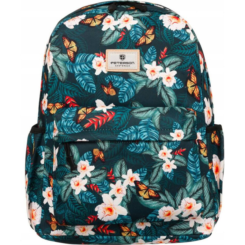 Peterson tmavozelený kvetinový batoh s vreckom na notebook PTN 77702 49699547