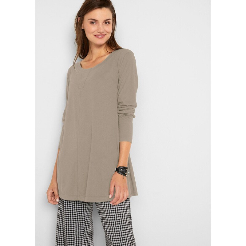 bonprix Tričko s dlhým rukávom, z bavlneného viskózového mixu, farba 60418115