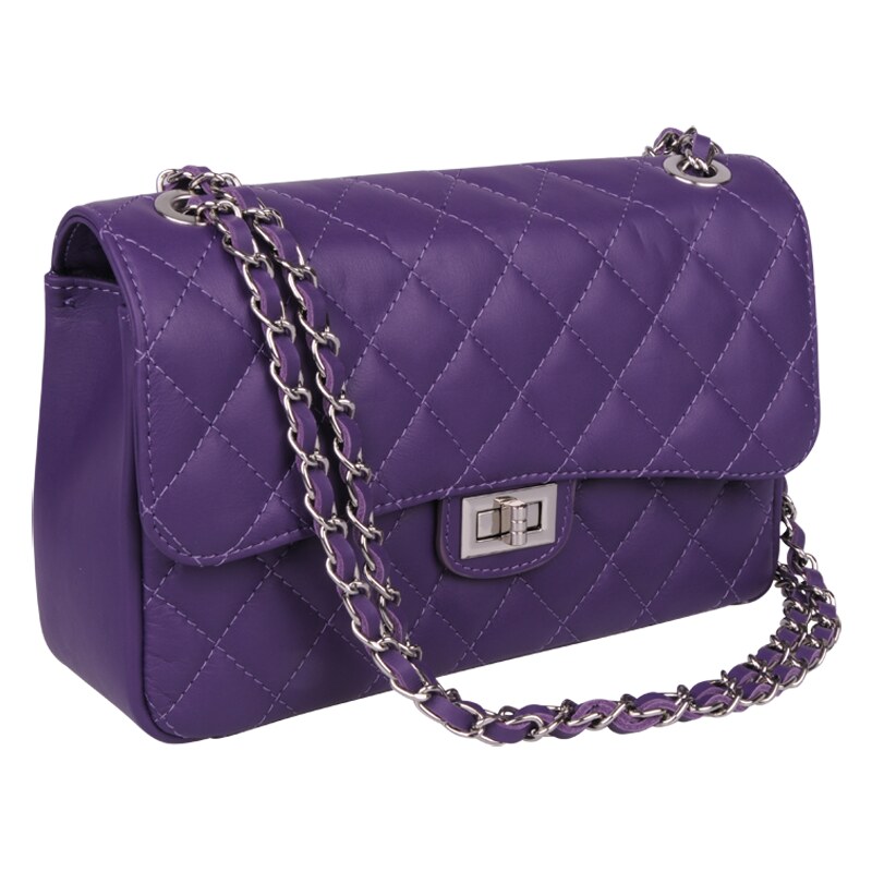 Fialová kožená talianska crossbody kabelka Eliana Argento Viola 60434346
