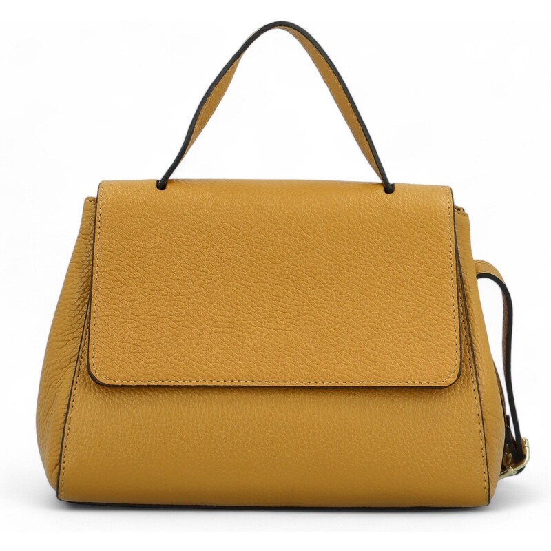 Dámska kožená kabelka do ruky žltá - Delami Vera Pelle Fatismy žltá 60619215
