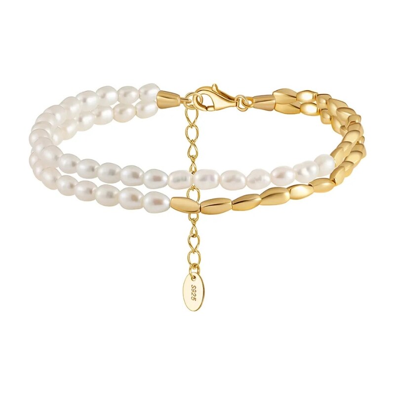 MAJYA Strieborný náramok s perlami ILSA pozlátený 11324 64582304