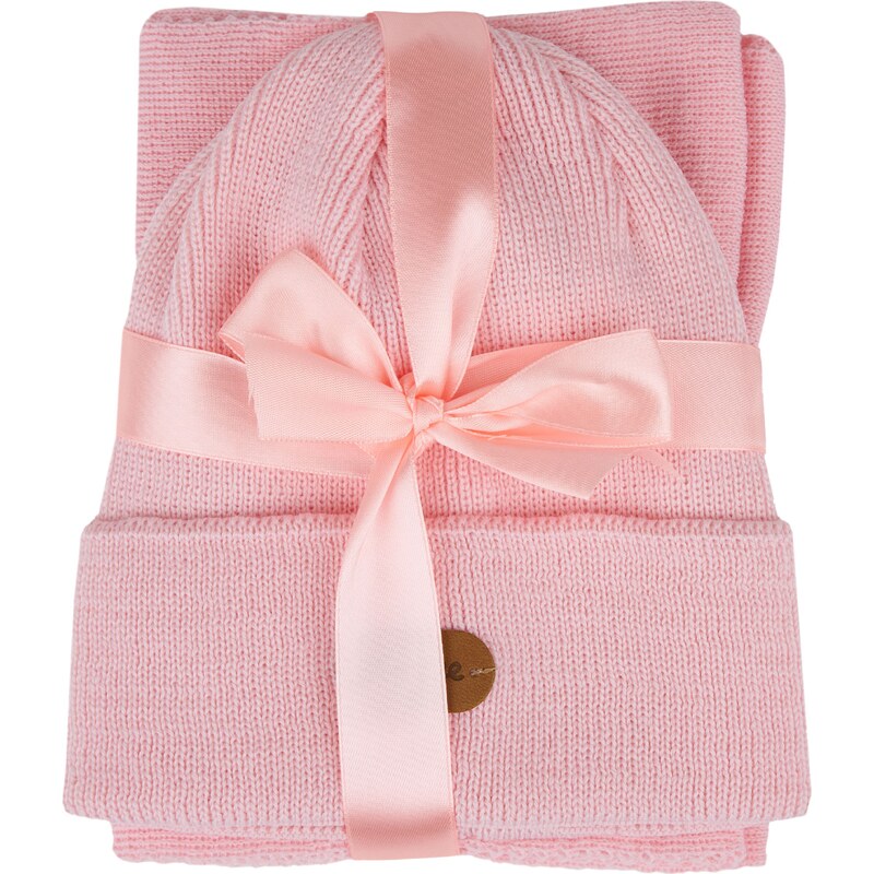 Vlnka Detská vlnená súprava nákrčník a čiapka svetloružová veľkosti 60442033