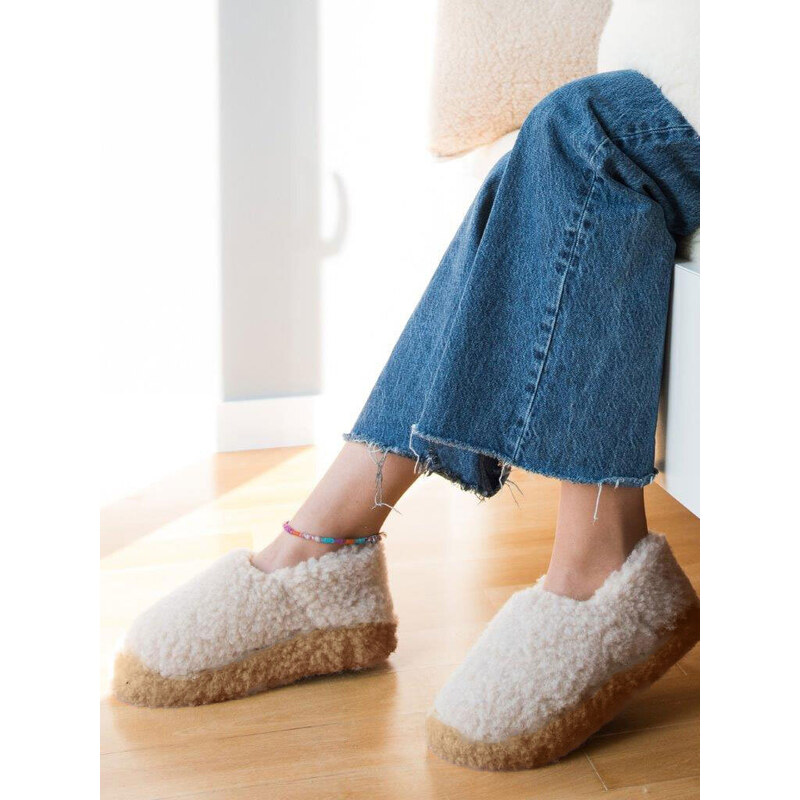 Glara Papuče z ovčej vlny - mokka 60442514