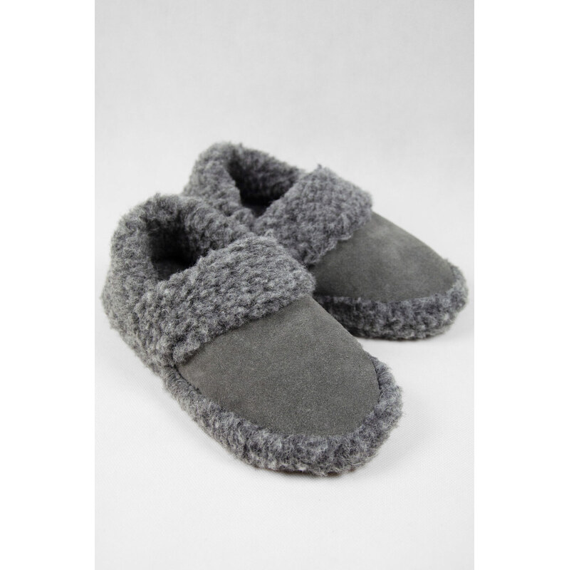 Glara Sivé papuče s baránkom 60442515