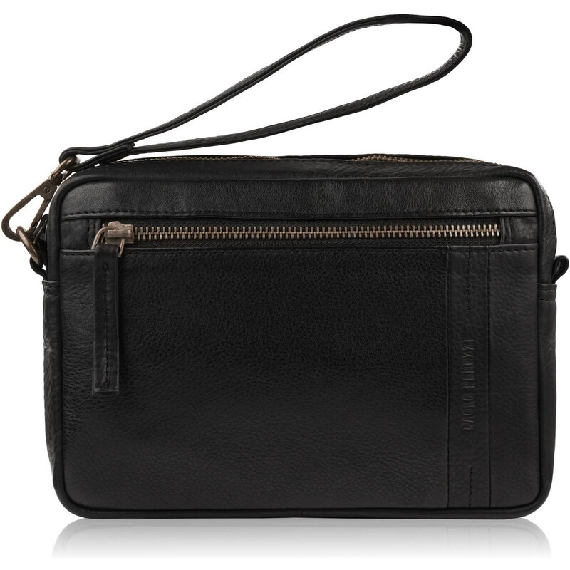 Paolo Peruzzi Pánska kožená kabelka s odnímateľným popruhom | čierna 60442634