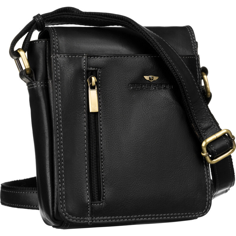 Peterson Čierna kožená messenger taška cez rameno [DH] PTN TB-7032-COM 43838178