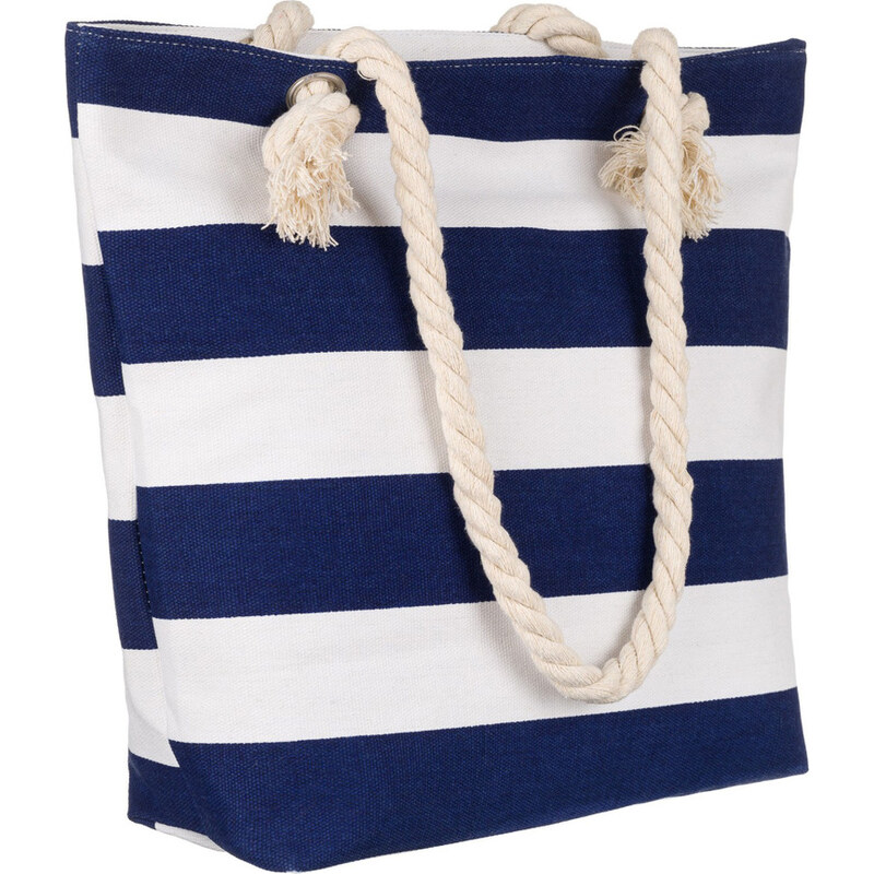 BASIC Modro-biela pruhovaná plážová taška FB01-BIG STRAPS 56307024