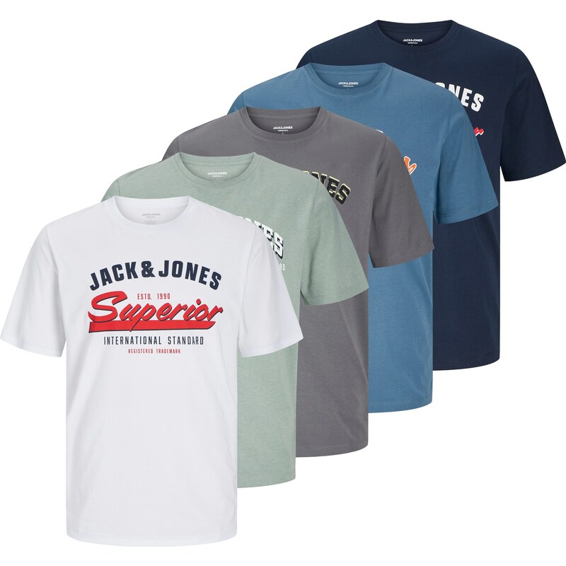JACK & JONES Tričko námornícka modrá / sivá / pastelovo zelená / biela 60868627