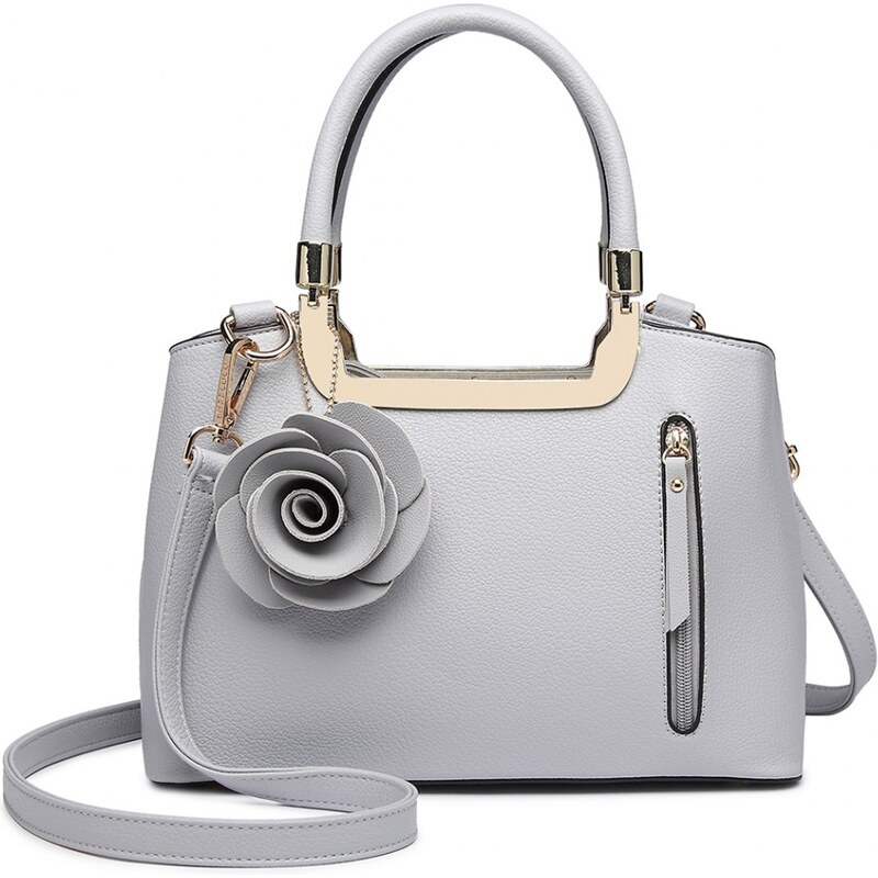 Konofactory Sivá zdobená kabelka na rameno „Fleur“ 60464704