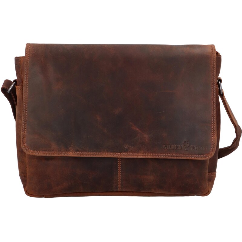 Praktická kožená taška s preklopom Pauline Green Wood, hnedá 66817082