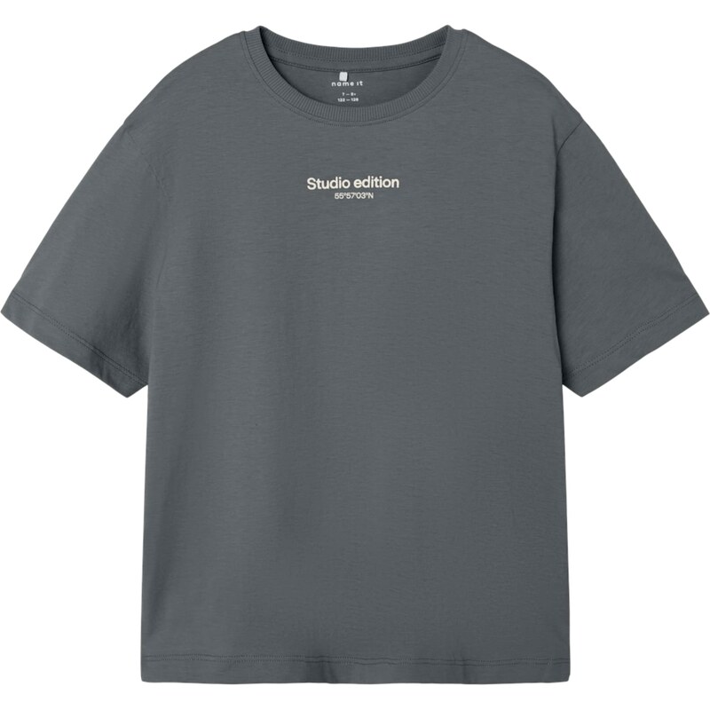 NAME IT Tričko NKMBrody tmavosivá / biela 62174884