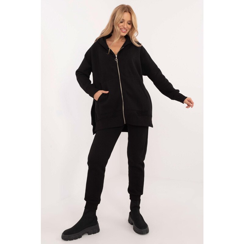 MladaModa Tepláková súprava s mikinou s rozparkami model 86316 čierna 60493663