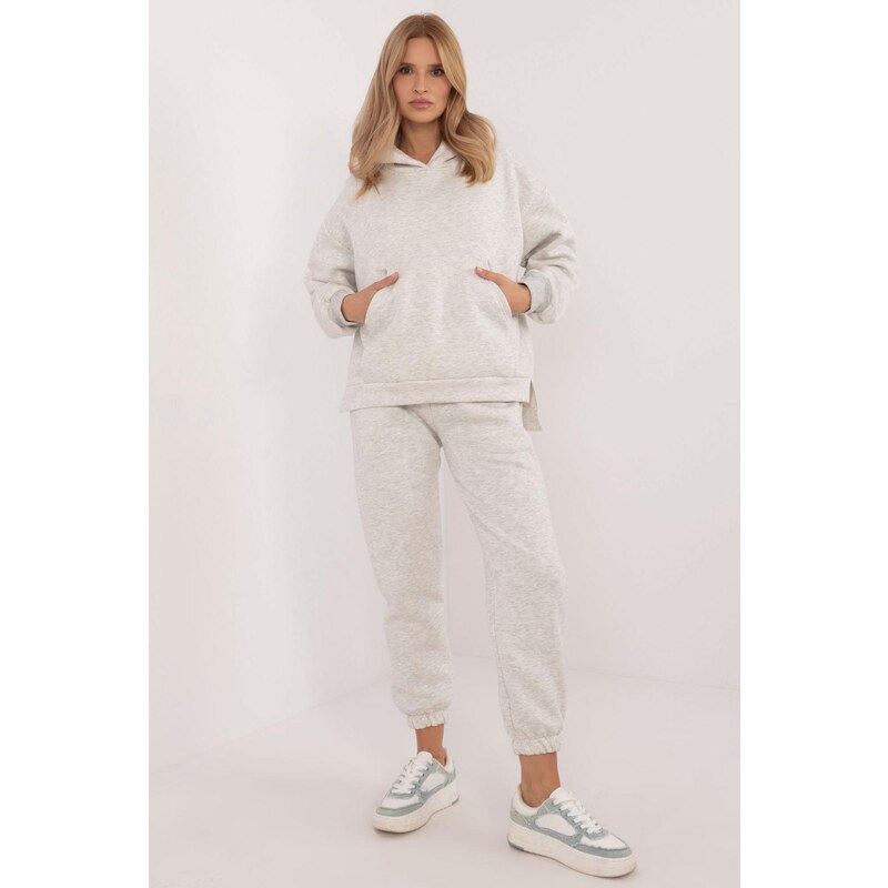 MladaModa Tepláková súprava s kapucňou model 30206 svetlá šedá 60493704