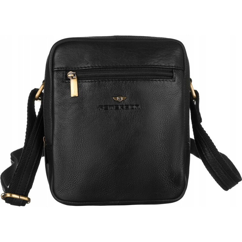 Peterson Čierna pánska kožená messenger taška [DH] PTN-374-NDM 44646576