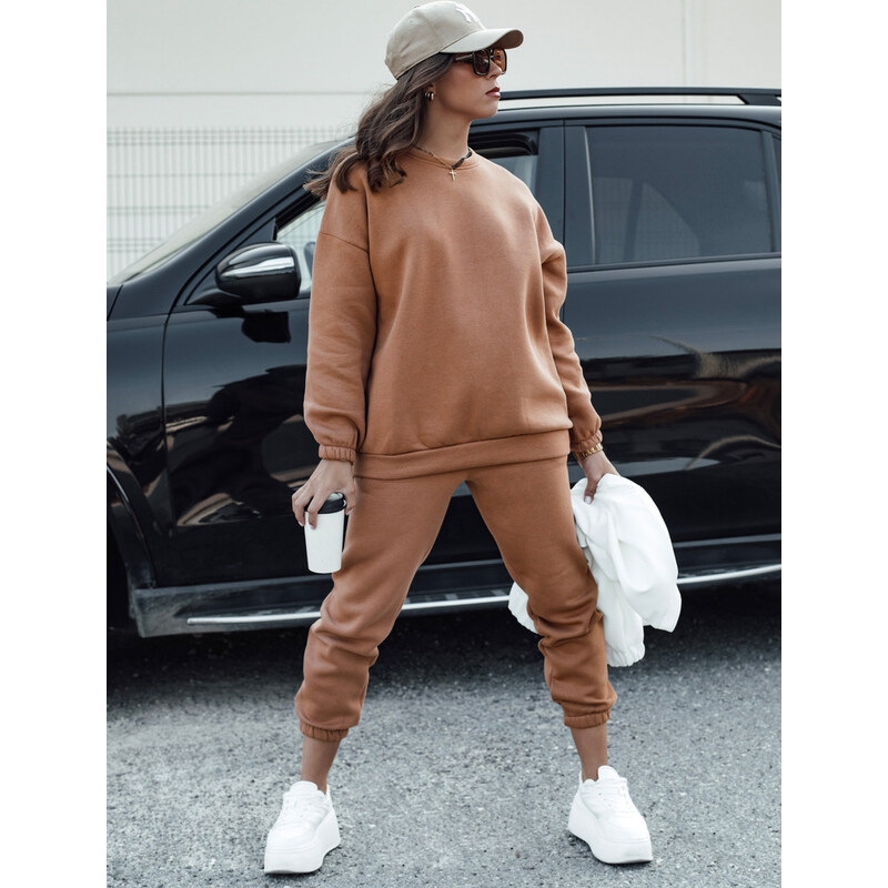 BASIC Svetlohnedá dámska tepláková súprava bez kapucne ARIELLA PREMIUM 60496133