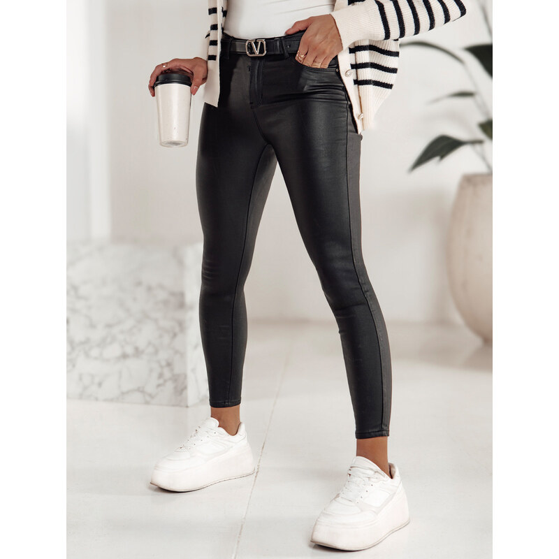 BASIC Čierne dámske voskované nohavice FEMINERO UY2220 60496136