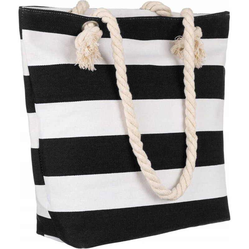 BASIC Čierno-biela pruhovaná plážová taška FB01-BIG STRAPS 52671596